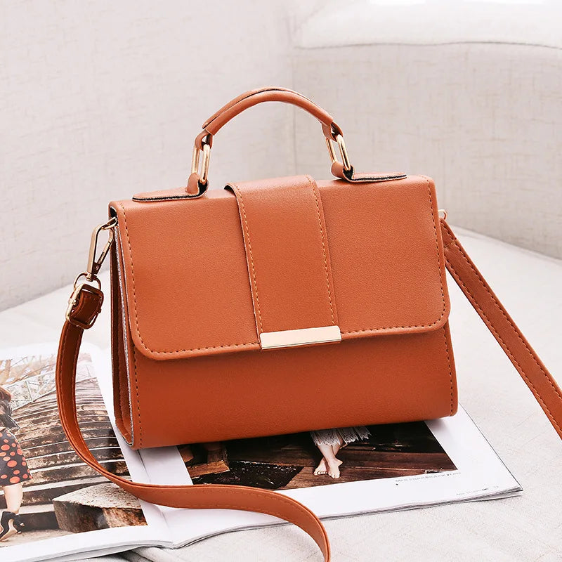 Hot Sale Flap Sling Shoulder Bags for Women Solid Color Crossbody Messenger Bag Purse Female Leather Handbag Pocket