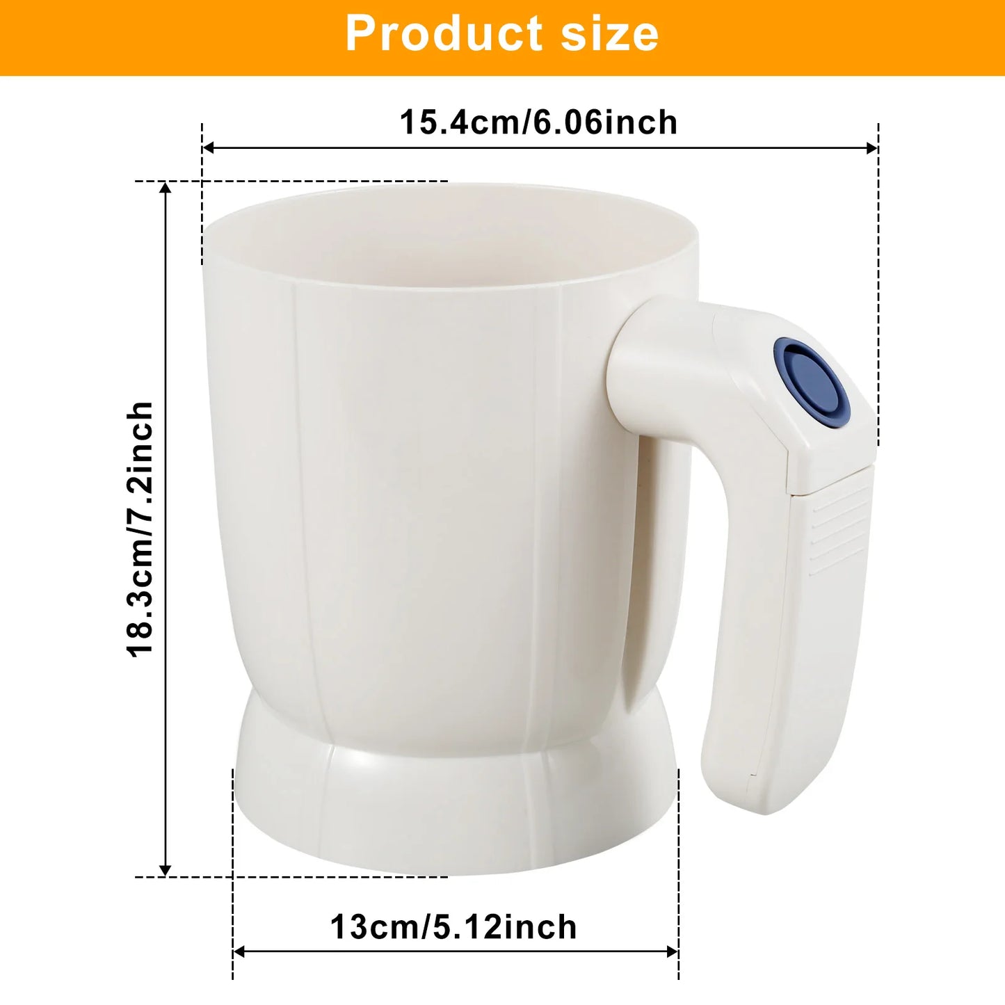 Electric Flour Shifter 1L Automatic Flour Strainer Handheld Cup Shape White Powder Sieve Battery Operated Fine Stainless Steel