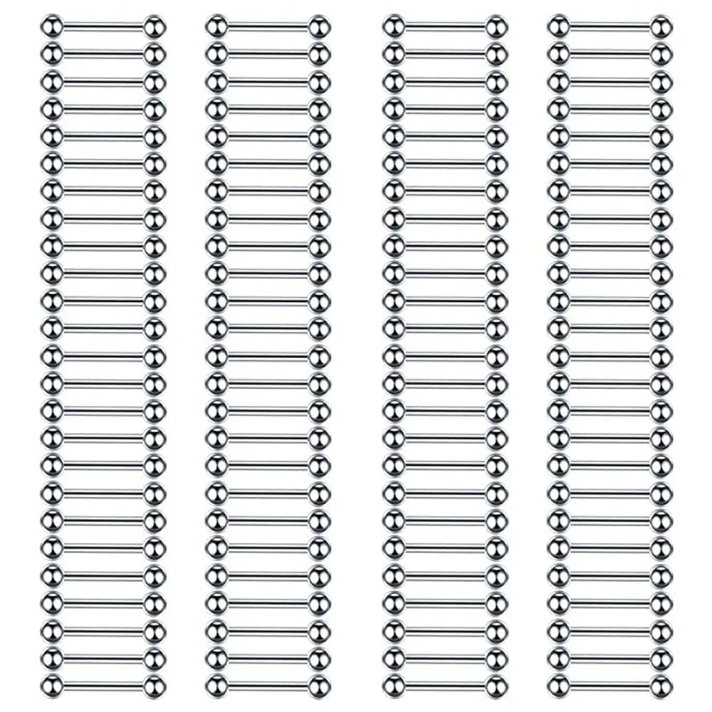 20 Pcs/Lot Stainless steel Tongue Ear Rings Bars Barbell For Woman Man Unisex Body Piercing Jewelry Wholesale