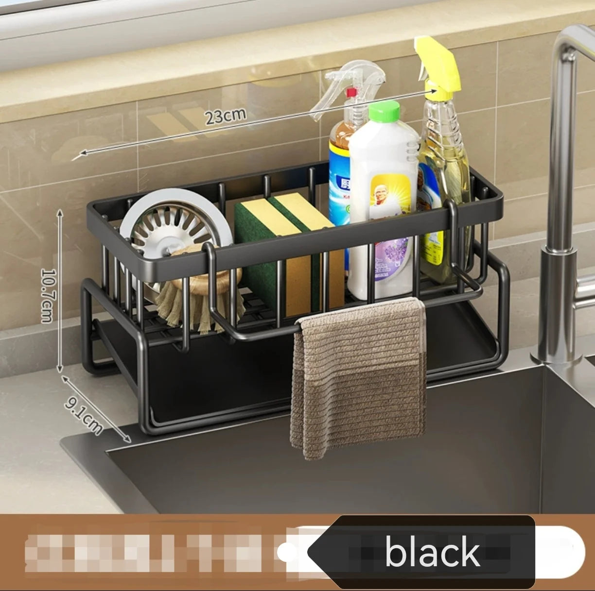 Kitchen Sink Organizer Rack Punch-free Sponge Holder Dishcloth Drain Shelf Storage for Home Kitchen
