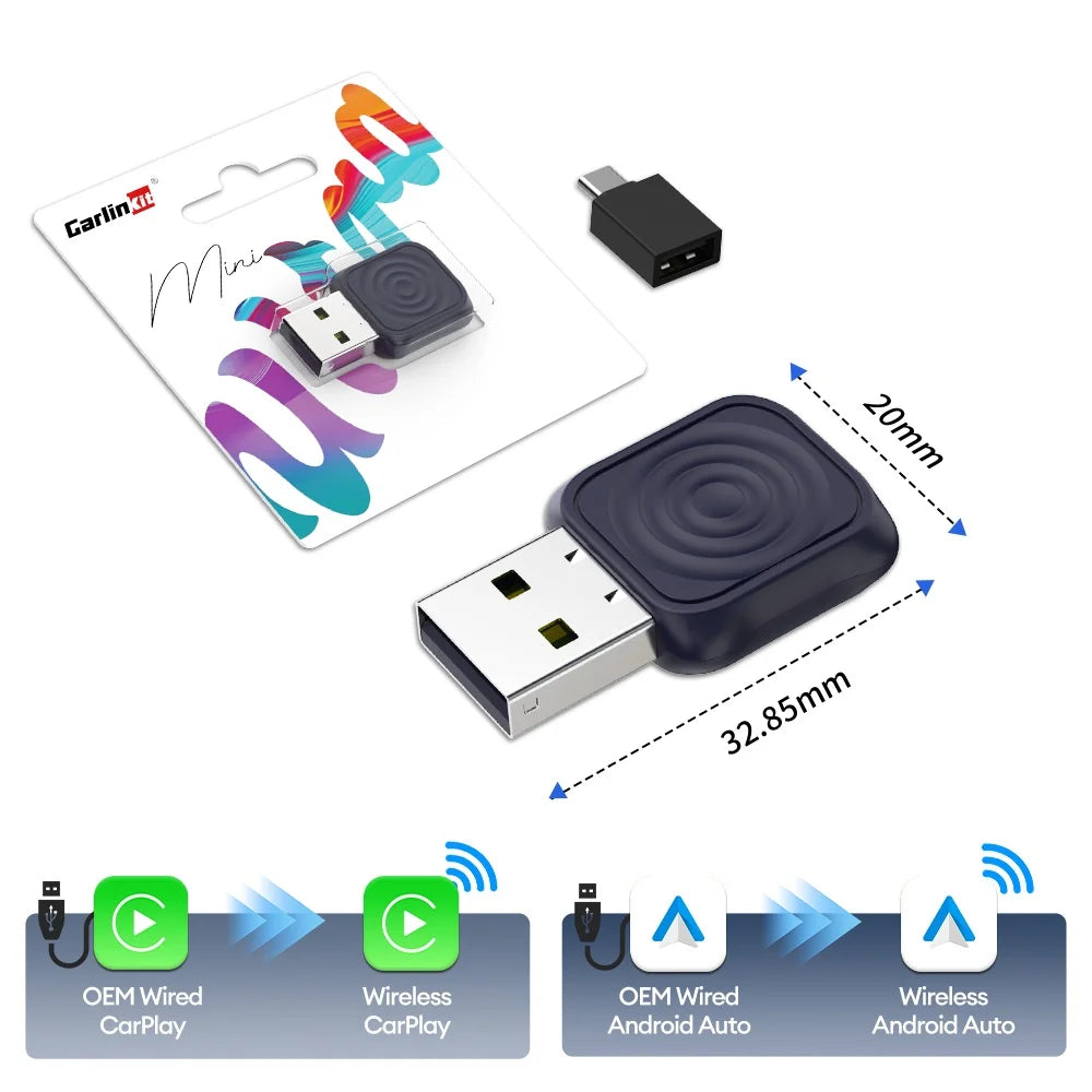 2 in 1 CarlinKit 5.0 Ultra Wireless CarPlay Android Auto Adapter 2026 New 5G Wifi Wireless Box for Car with Wired CarPlay IOS26