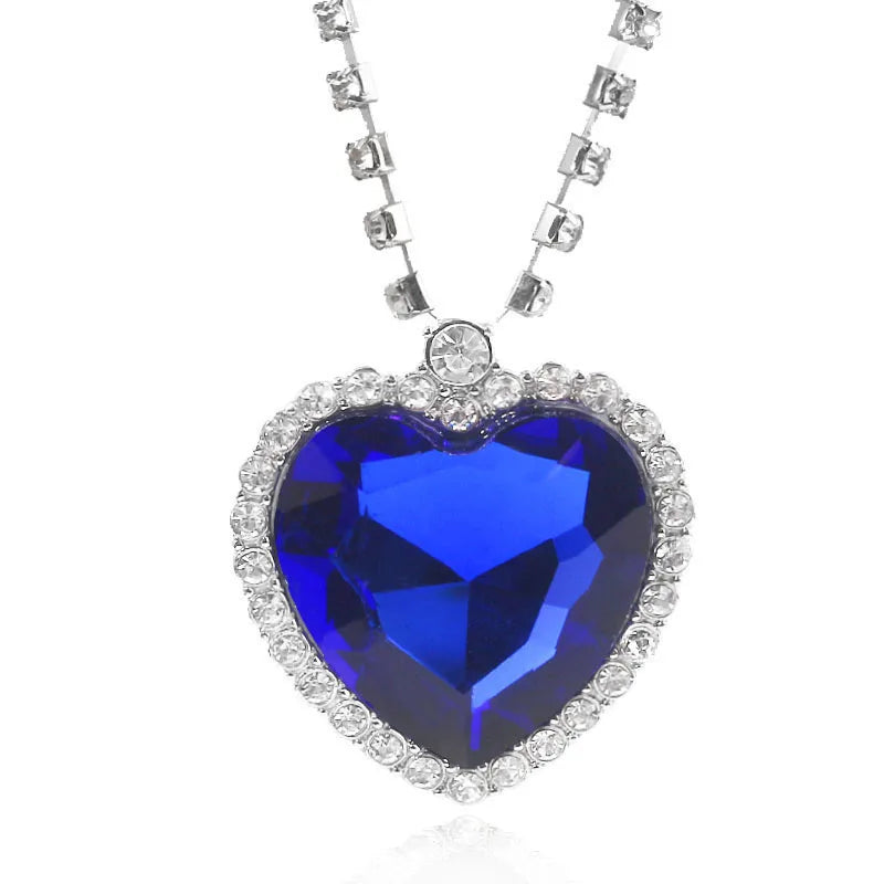 Classic Movie TITANIC Heart Of the Ocean Necklace Love Forever Blue Red Crystal Pendants Necklace Women Wedding Jewelry Gift