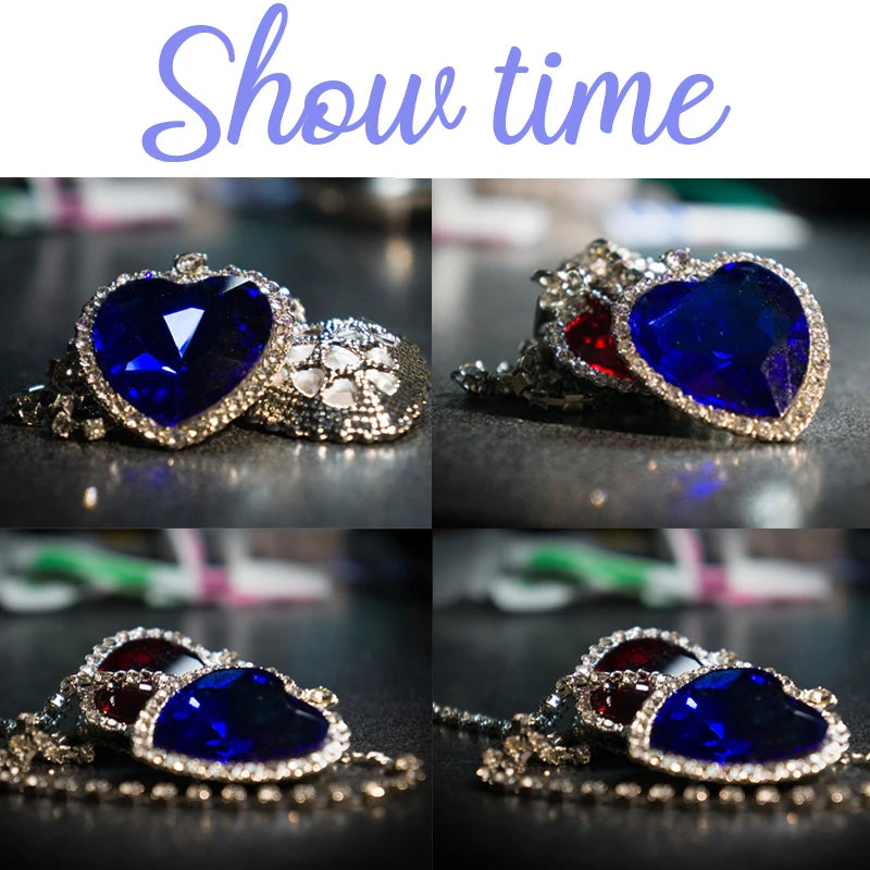Classic Movie TITANIC Heart Of the Ocean Necklace Love Forever Blue Red Crystal Pendants Necklace Women Wedding Jewelry Gift