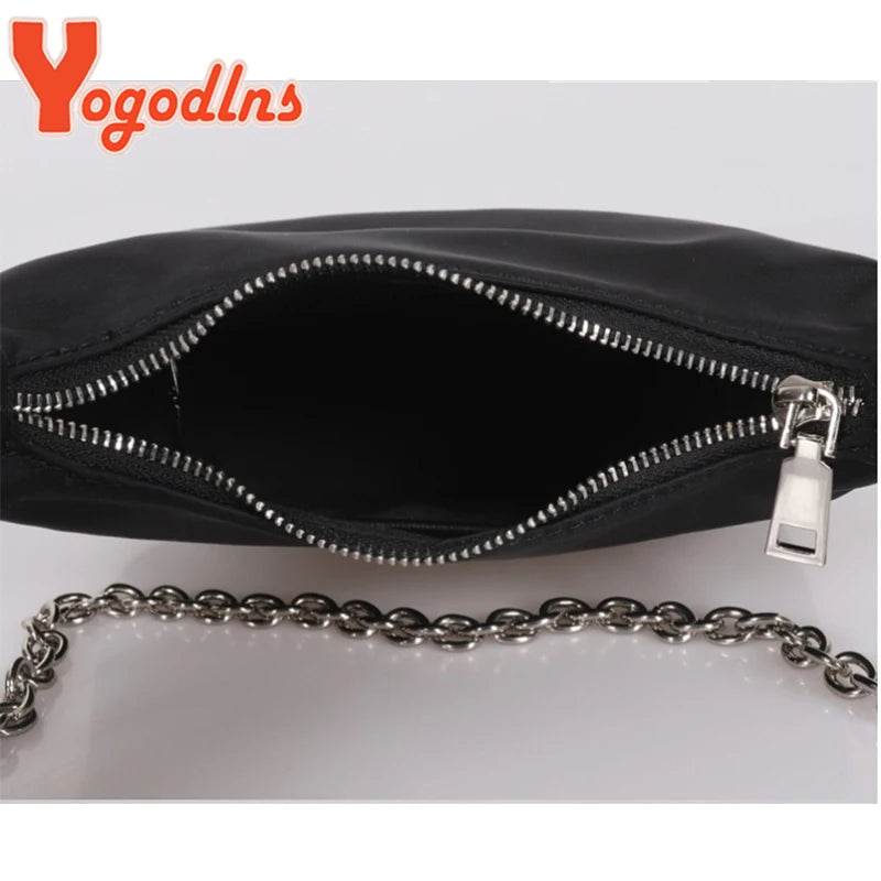 Yogodlns Black Nylon Shoulder Bag Women Large Capacity Crossbody Bag Daily Hobo Bags Female Designer Handbag 2pcs Fashion Purse