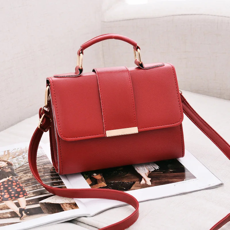 Hot Sale Flap Sling Shoulder Bags for Women Solid Color Crossbody Messenger Bag Purse Female Leather Handbag Pocket