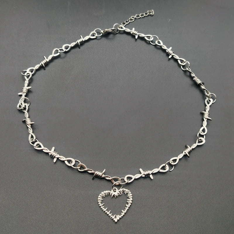 Small Wire Brambles Iron Black Choker  Necklace Women Hip-hop Gothic  Punk Style Barbed Wire Little Thorns Chain Choker Gifts