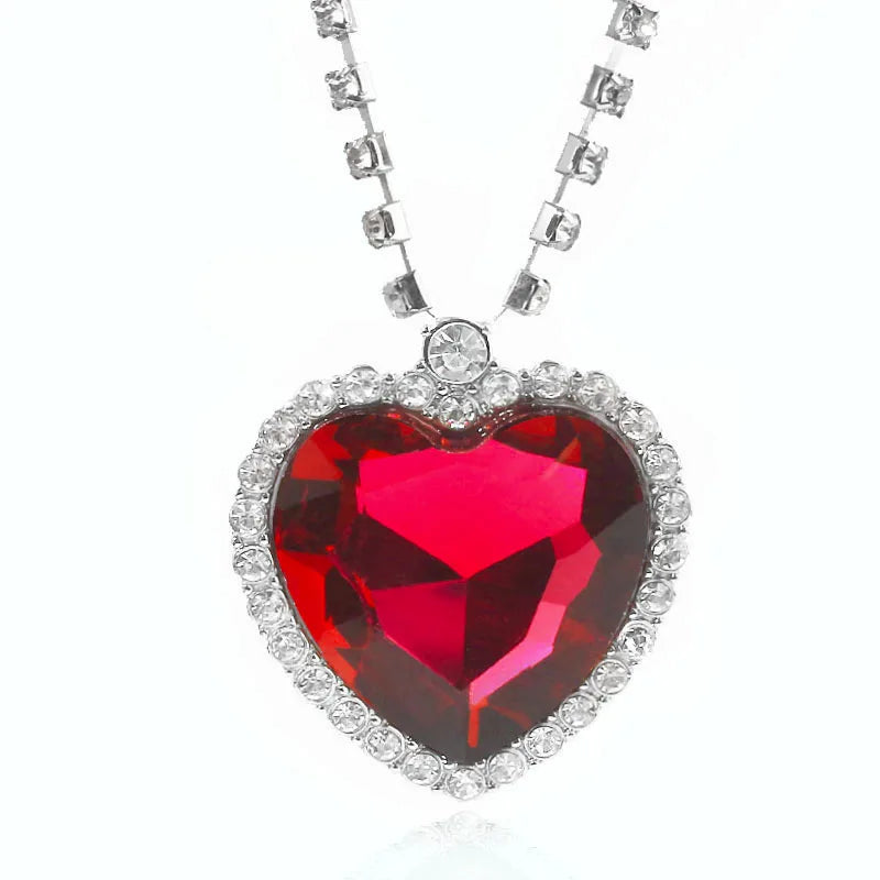 Classic Movie TITANIC Heart Of the Ocean Necklace Love Forever Blue Red Crystal Pendants Necklace Women Wedding Jewelry Gift