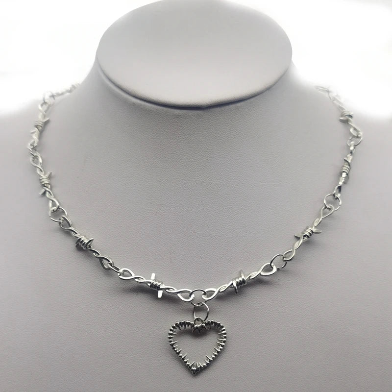 Small Wire Brambles Iron Black Choker  Necklace Women Hip-hop Gothic  Punk Style Barbed Wire Little Thorns Chain Choker Gifts