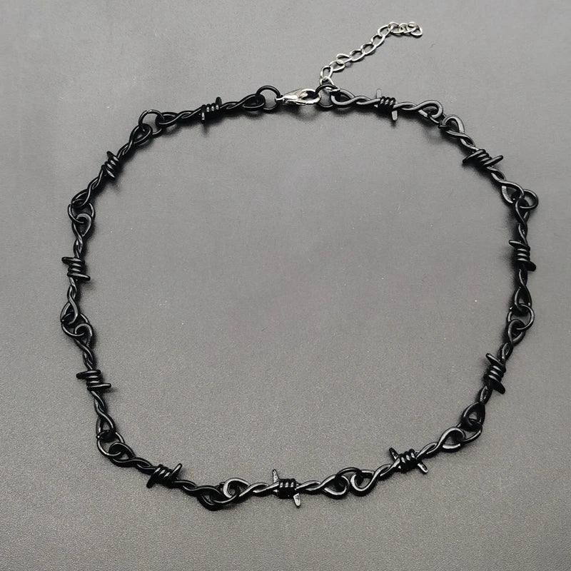 Small Wire Brambles Iron Black Choker  Necklace Women Hip-hop Gothic  Punk Style Barbed Wire Little Thorns Chain Choker Gifts