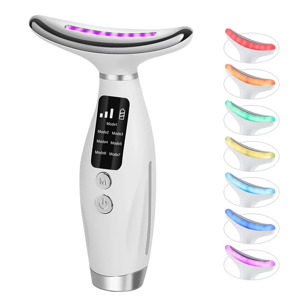 Neck Face Beauty Device 7 Color Light Face Lifting Massager Double Chin Remover Anti Wrinkle LED Photon Skin Tightening Facial