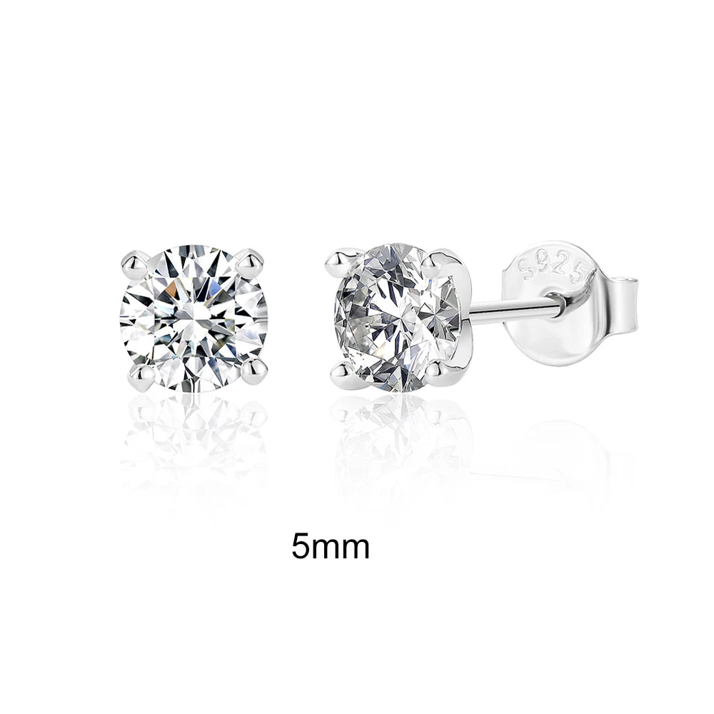 CANNER 0.5-1.2 Carat D Color Moissanite Ear Stud Earrings For Women 925 Sterling Silver Elegant Sparkling Piercing Earrings Gift