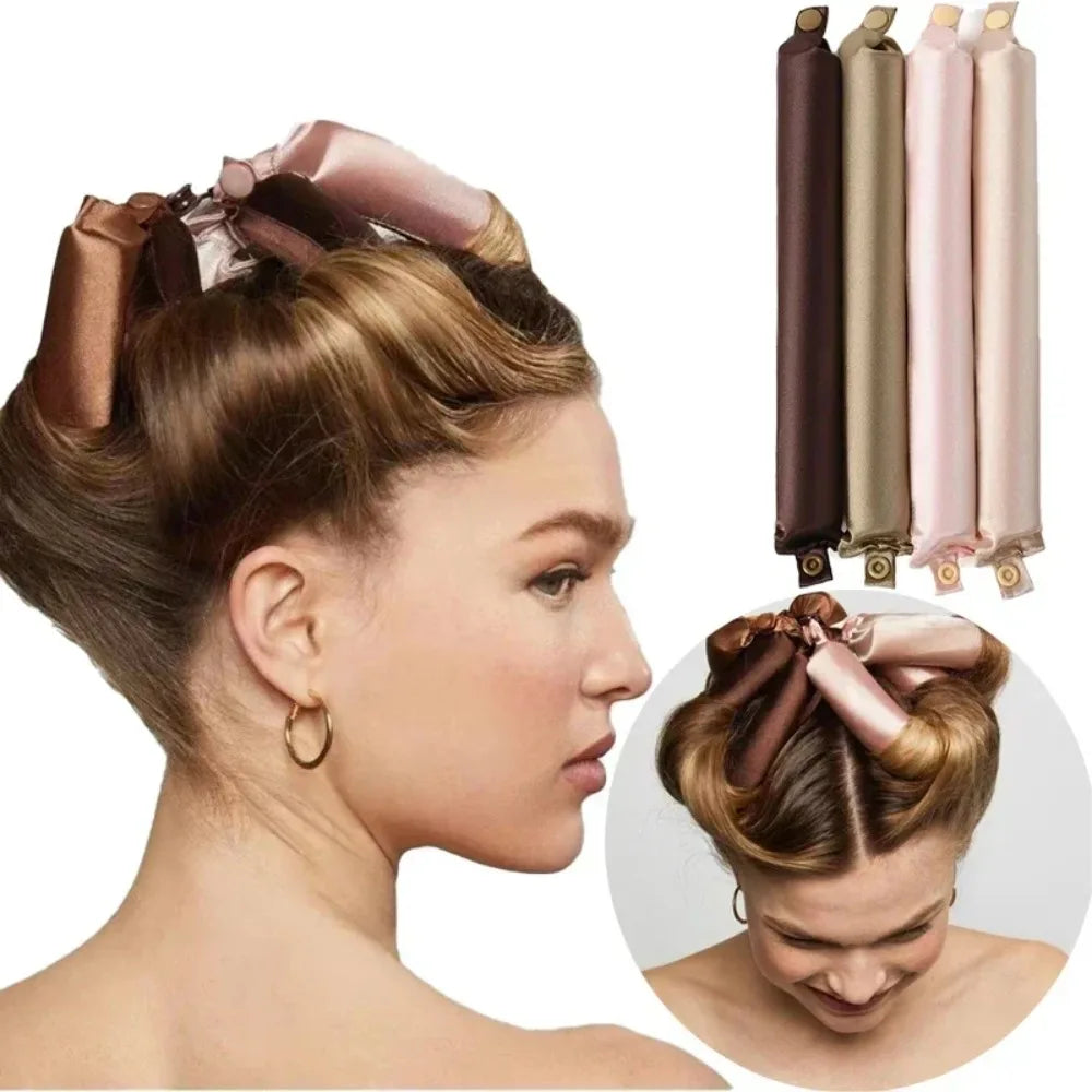 No Heat Hair Rollers Heatless Hair Curler Curling Rod Headband Satin Lazy Curls Soft Curlers Sleeping Flexi Rods Styling Tools