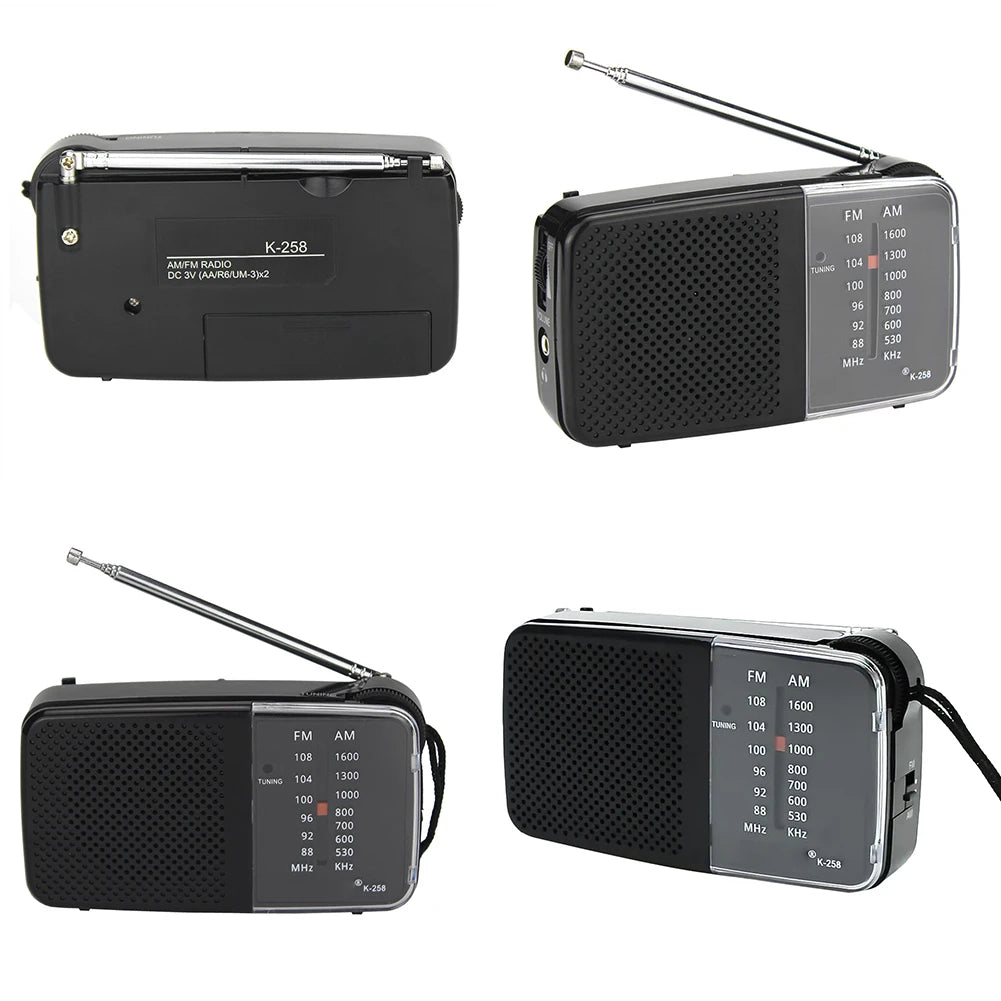 Portable Radio with Speaker Mini Transistor Radio with Strap Battery Powered Radio Telescopic Antenna for Running Cycling