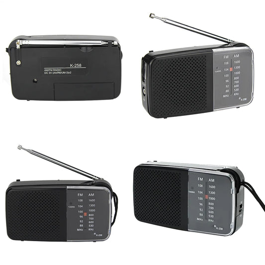 Portable Radio with Speaker Mini Transistor Radio with Strap Battery Powered Radio Telescopic Antenna for Running Cycling