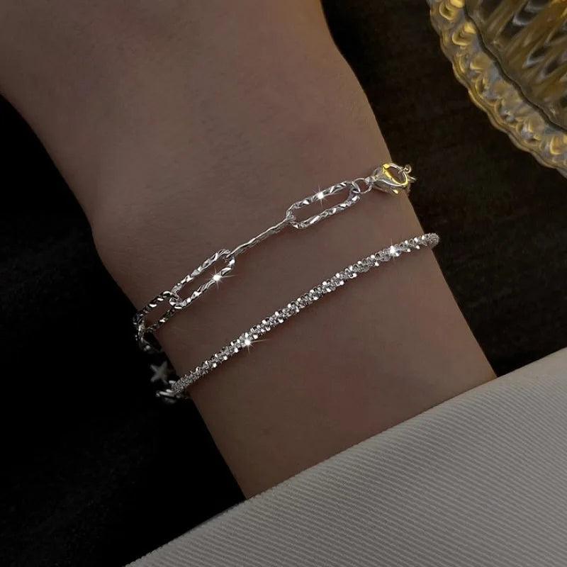 Fashion Silver Color Sparkling Adjustable Bracelets for Women Elegant Gypsophila Fine Bracelet New Wedding Party Jewelry Gifts