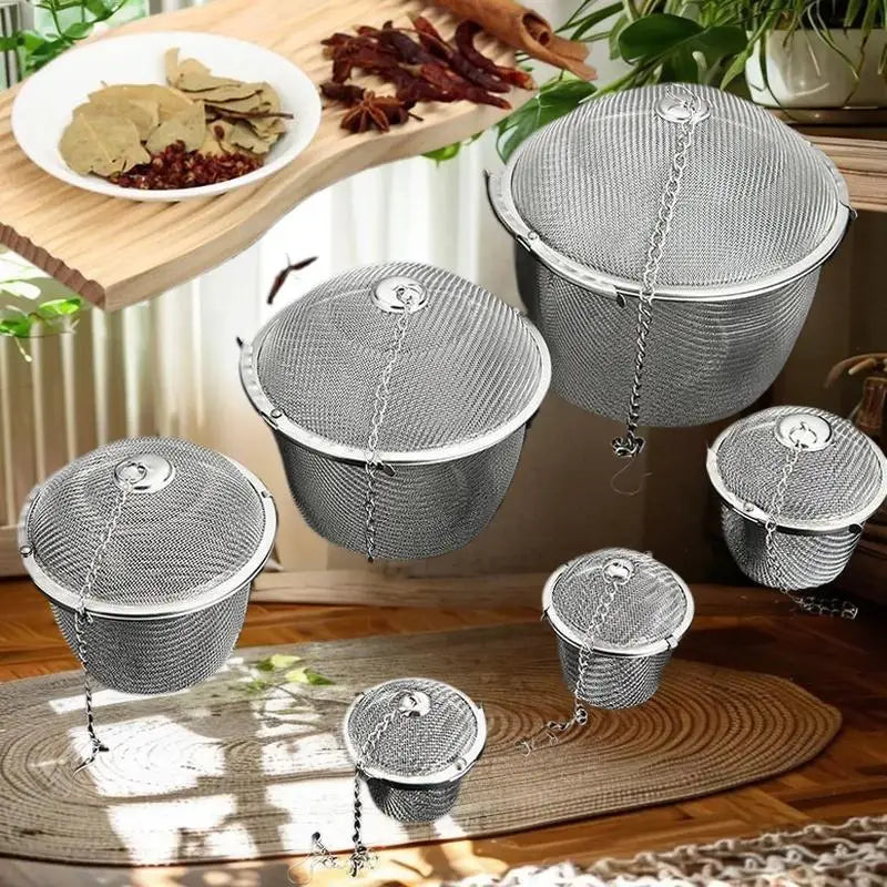 Tea Coffee Stew Spice Soup Herbal Sieve Infuser Reusable Stainless Steel Seasoning Bag Ball Kitchen Filter Sachet With Chain