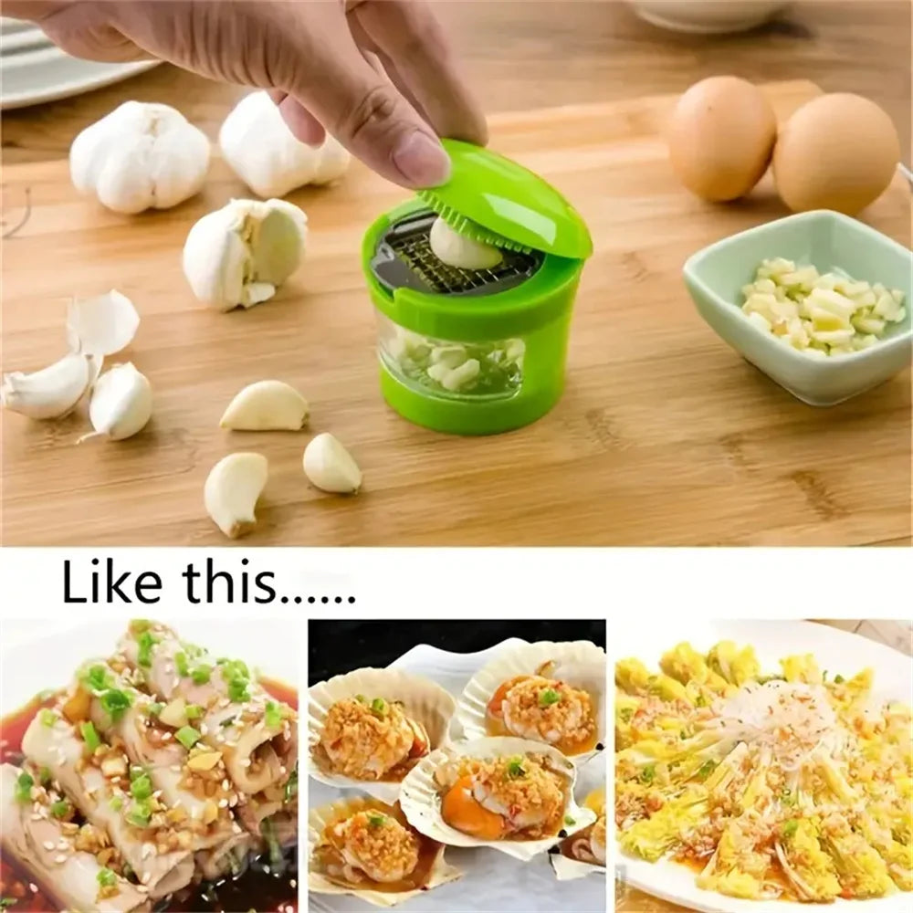 Multi-functional Stainless Steel Garlic Press Easy Manual Portable Vegetable Cutter Kitchen Gadget Tool For Home Cooking BBQ