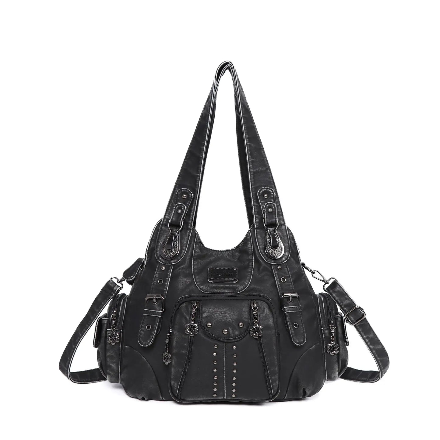 Women Handbags Black Vintage Shoulder Bags Fashion PU Handbag Female Satchel Big-capacity Shoulder Purse Bag bolsa feminina