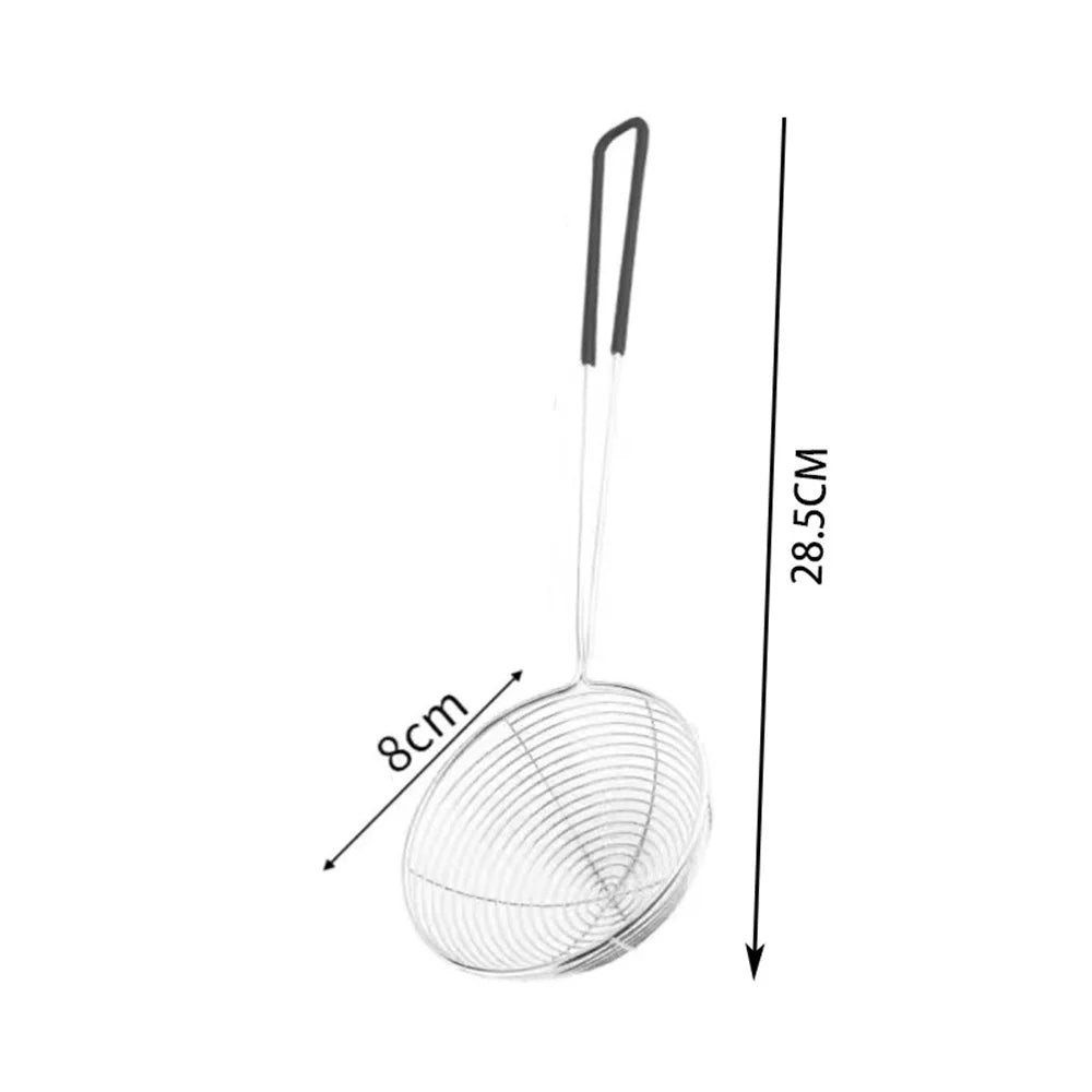 Red Handle Strainer Stainless Steel Bubble Tea Colander Boba Milk Tea Spoon Pearl Round Strainer Kitchen Gadgets