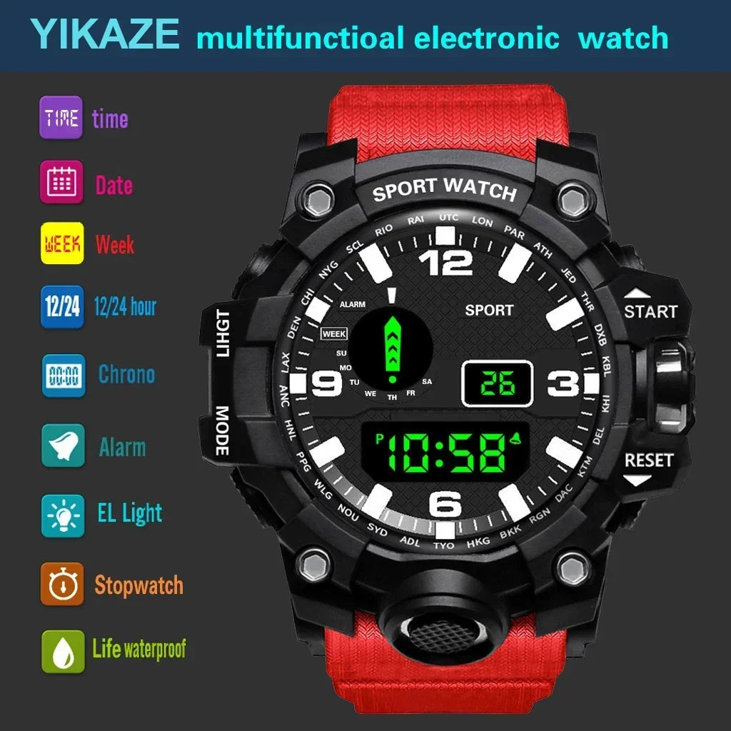 MAYZHISU Men's Sports Watch Luminous LED Digital Men Sport Watch Alarm Clock Waterproof Multifunction Military Electronic Watch