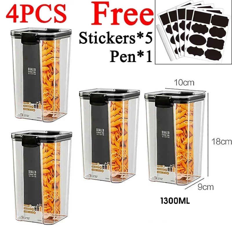 460-1800ml Sets Stackable Kitchen Sealed Jar Plastic Food Storage Box Multigrain Tank Bottle Dried Fruit Tea Storage Containers
