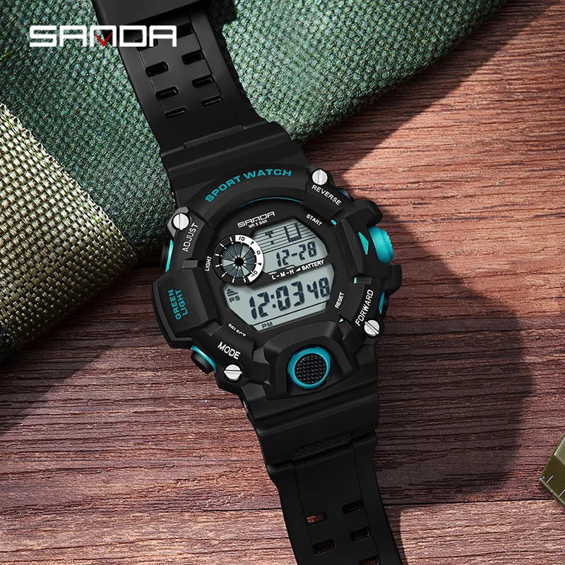 SANDA 326 Electronic Watches for Man Luminous Alarm Clock Waterproof Multifunction Sports Fashion Students Digital Wristwatch