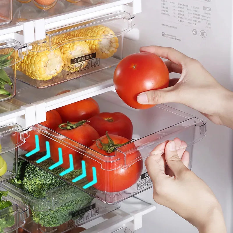 Home 2pcs Transparent Refrigerator Drawer Storage Box Fruit Veggie Egg Case Undershelf Kitchen Fresh Organizera