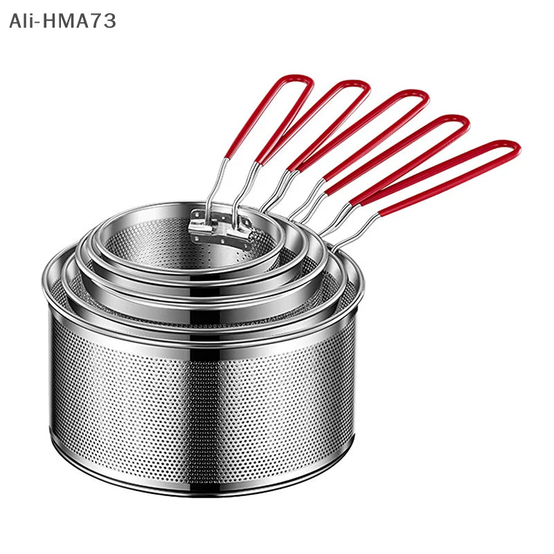 2025 1Pc 12/14/16/18/20cm Stainless Steel Fried Mesh Basket Cooking French Fries Basket Fry Pan Oil Pan Strainer Kitchen Tool