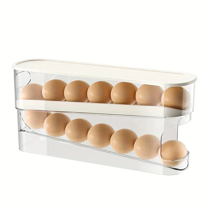 Space-Saving Automatic Egg Dispenser Double-layer Refrigerator Egg Storage Box Kitchen Home Supplies Organizer