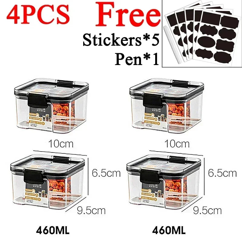 460-1800ml Sets Stackable Kitchen Sealed Jar Plastic Food Storage Box Multigrain Tank Bottle Dried Fruit Tea Storage Containers