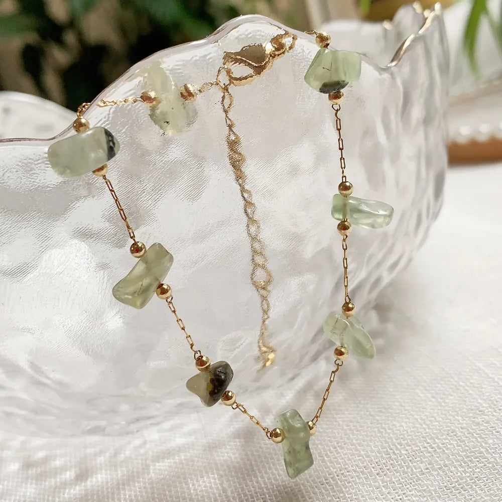 Irregular Natural Chip Stone Crystal Bracelet Healing Citrines Amethysts Pink Quartz Charm Stainless Steel Tiny Chain Bracelet