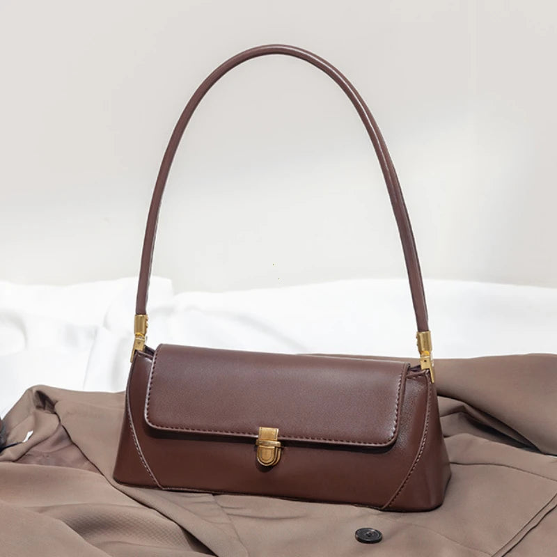 Fashion Solid Color Underarm Bags PU Leather Shoulder Bags for Women Design Luxury Small Handbag Female Subaxillary Clutches