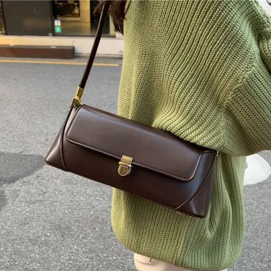 Fashion Solid Color Underarm Bags PU Leather Shoulder Bags for Women Design Luxury Small Handbag Female Subaxillary Clutches