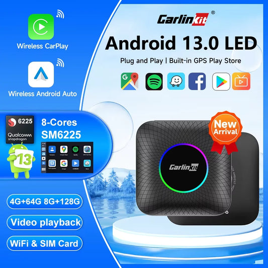 2026 New CarlinKit Mini CarPlay AI Box Qualcomm SM6225 8-Core Android Auto Wireless CarPlay TV Box 64G 128G Smart Streaming Box