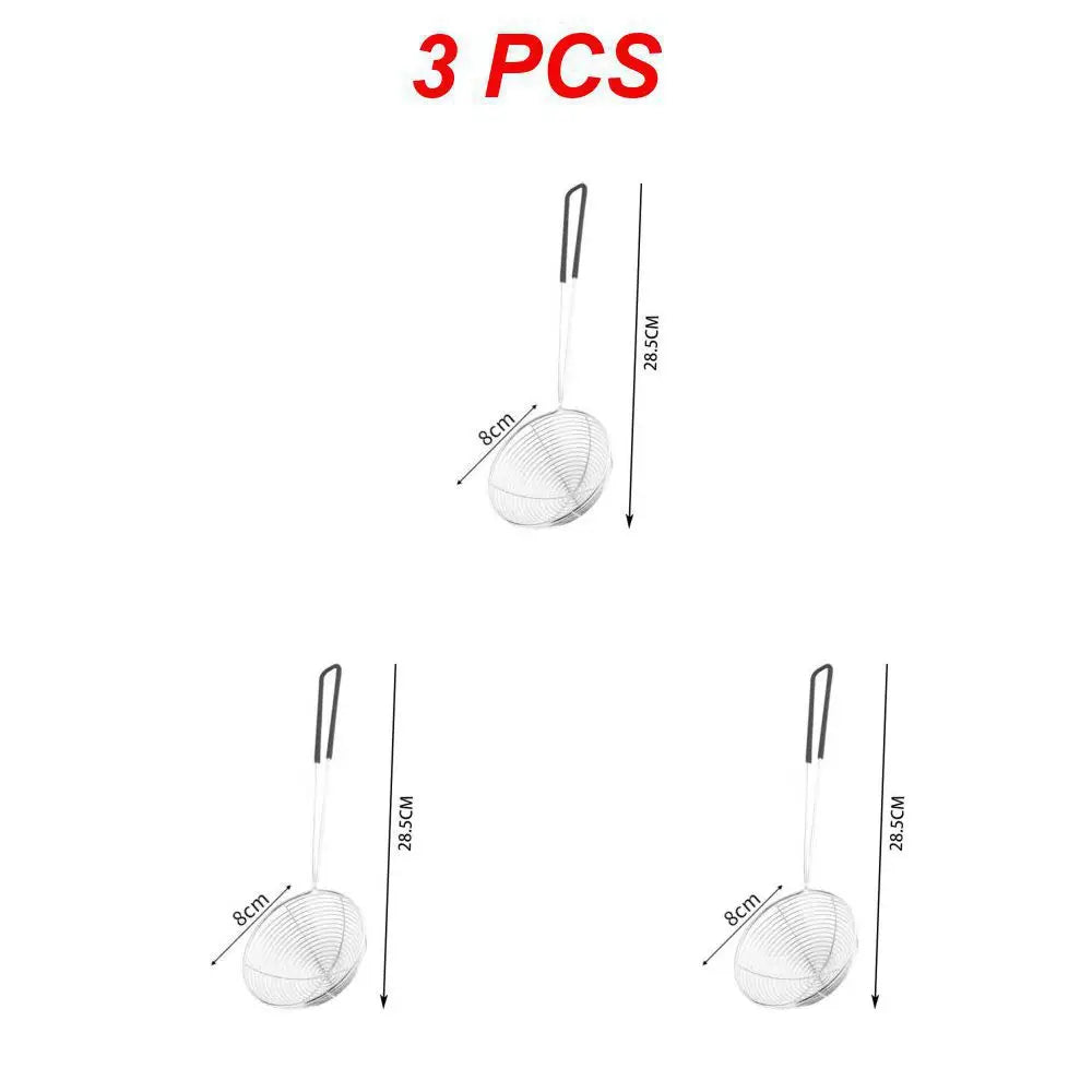 Red Handle Strainer Stainless Steel Bubble Tea Colander Boba Milk Tea Spoon Pearl Round Strainer Kitchen Gadgets