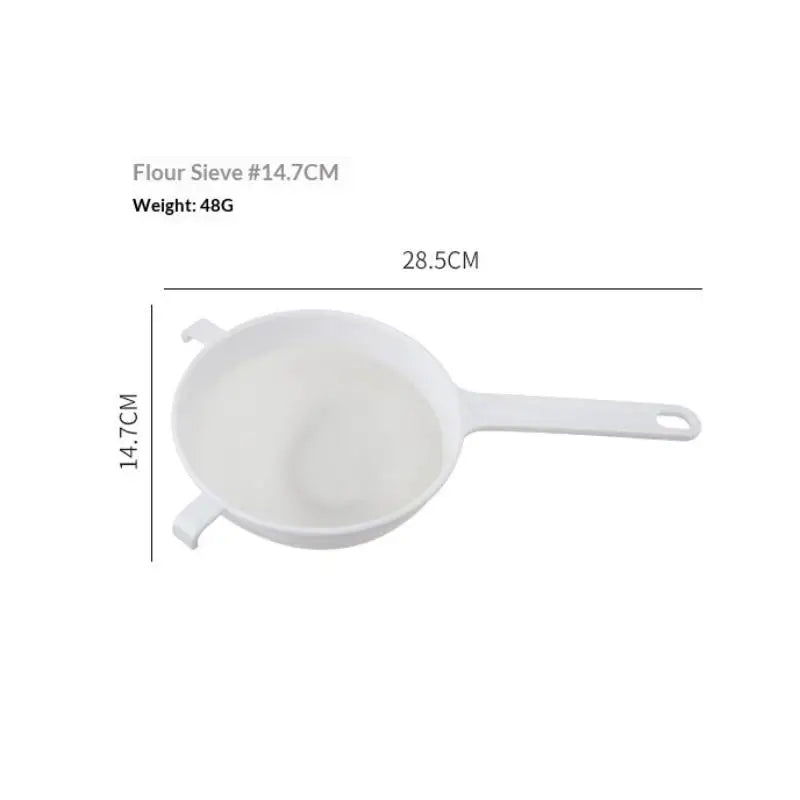 【HGPA】1Pcs Plastic Fine Mesh Spoon Strainer Kitchen Nut Milk Filter Flour Sieve With Handle Soy Milk Filter Colanders Tools