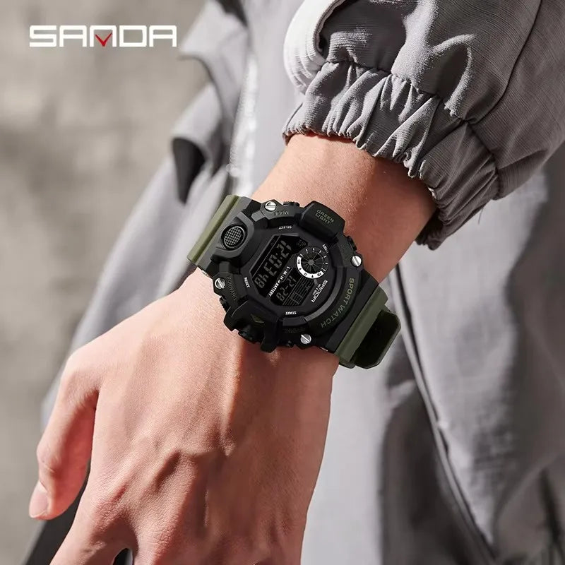 SANDA 326 Electronic Watches for Man Luminous Alarm Clock Waterproof Multifunction Sports Fashion Students Digital Wristwatch