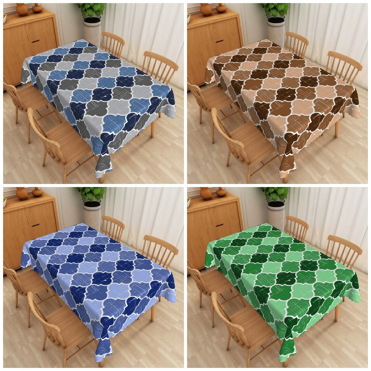 Moroccan Pattern Tablecloth Geometric Design Waterproof Easy Clean Rectangular Table Cover for Dining Room Kitchen Home Decor