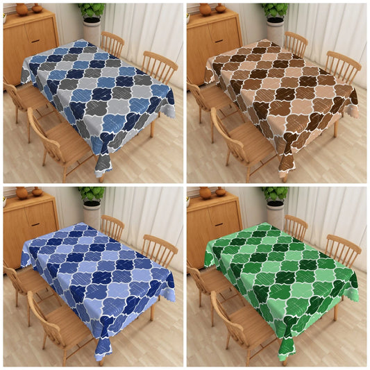 Moroccan Pattern Tablecloth Geometric Design Waterproof Easy Clean Rectangular Table Cover for Dining Room Kitchen Home Decor