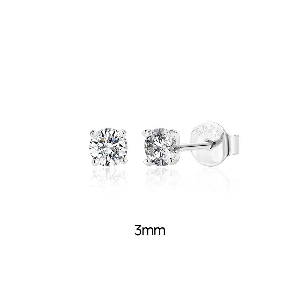 CANNER 0.5-1.2 Carat D Color Moissanite Ear Stud Earrings For Women 925 Sterling Silver Elegant Sparkling Piercing Earrings Gift