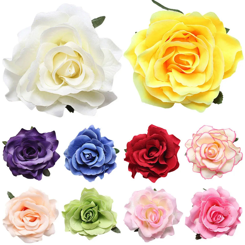 Big Rose Flower Hairpin For Bridal Wedding Simulated Flower Hair Clip Women Hawaii Holiday Diy Headdress Hair Accessories