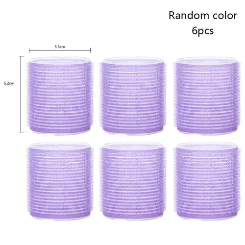 Hot Selling 6/12/24Pcs Pink Nylon Plastic Hair Rollers Set DIY Hairdressing Tools 3Sizes No Heat Self Grip Hair Roller Curlers