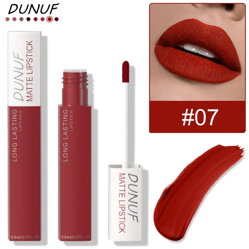 8-color Matte Waterproof Long-lasting Lip Gloss Reddish Brown Lipstick Makeup Tint Moisturizing Makeup Red Lipstick Lip Pigment