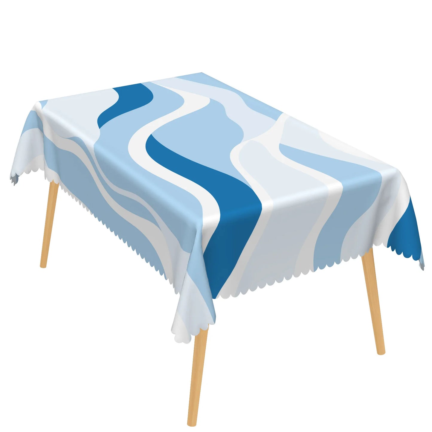 Blue Geometric Tablecloth Rectangular Modern Stripes Checkered Waves Waterproof Table Cover For Dining Room Kitchen Home Decor