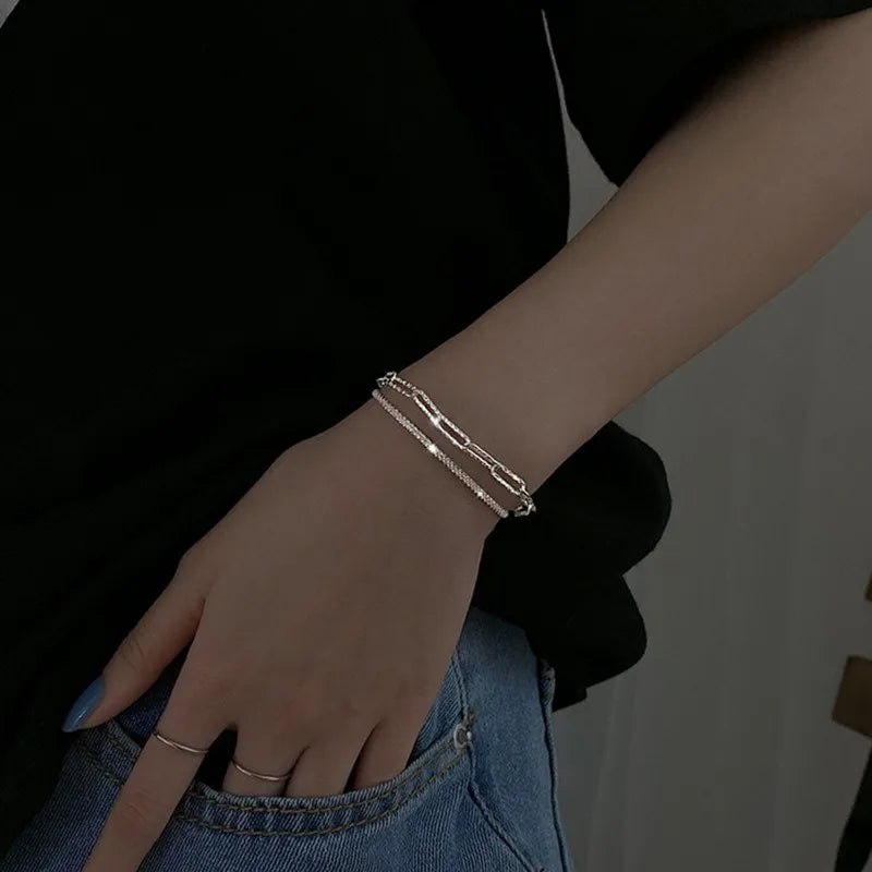 Fashion Silver Color Sparkling Adjustable Bracelets for Women Elegant Gypsophila Fine Bracelet New Wedding Party Jewelry Gifts