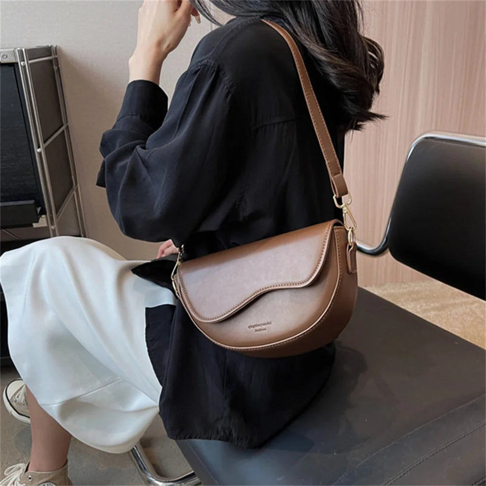 Fashionable Square Bags Women's Shoulder Bags Wide Shoulder Strap Bags Women's Handbags Solid Color PU Leather Crossbody Bag