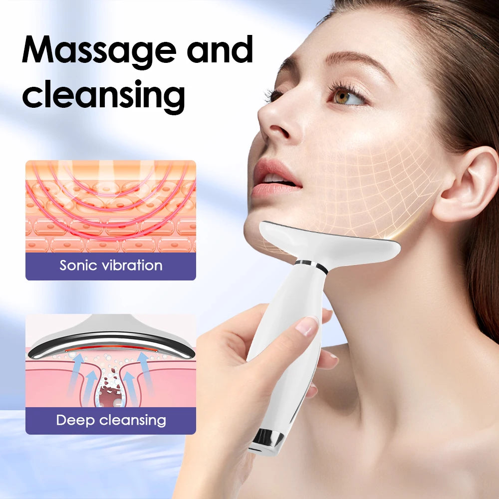 Neck Face Beauty Device 7 Color Light Face Lifting Massager Double Chin Remover Anti Wrinkle LED Photon Skin Tightening Facial