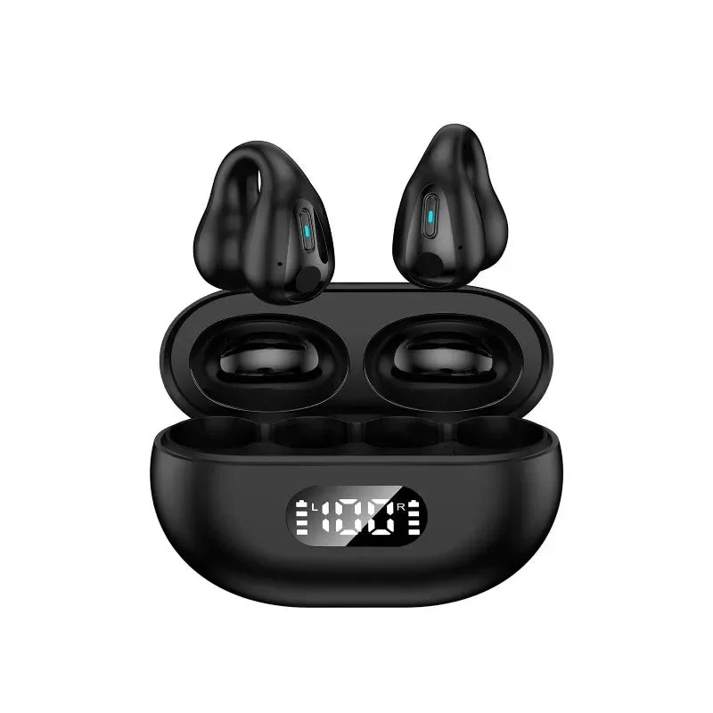 NEW TWS Q80 Wireless Headphones Bluetooth 5.3 Bone Conduction Earphones Earclip Design Touch Control Led Earbuds Sports Headsets