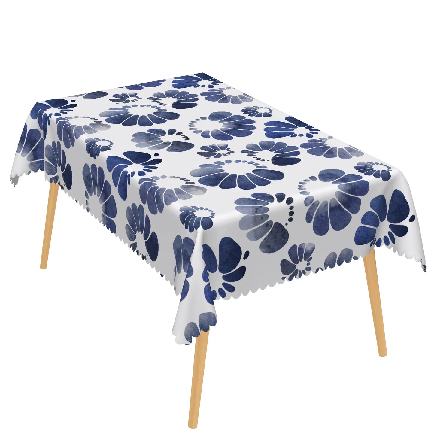 Blue Geometric Tablecloth Rectangular Modern Stripes Checkered Waves Waterproof Table Cover For Dining Room Kitchen Home Decor