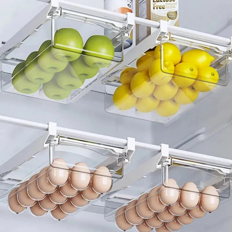 Home 2pcs Transparent Refrigerator Drawer Storage Box Fruit Veggie Egg Case Undershelf Kitchen Fresh Organizera